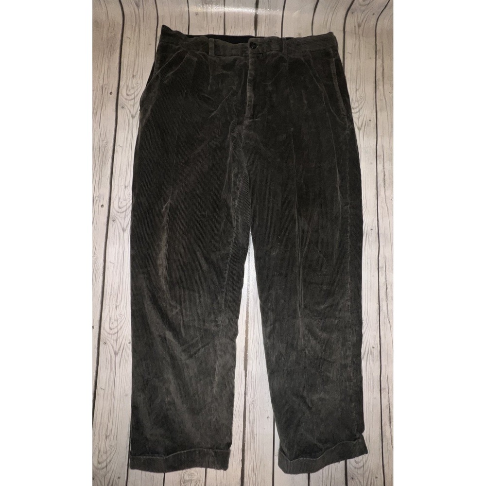 Brooks Brothers Elliot Corduroy Pants Men 38x32 Brown Pleated Straight Trouser